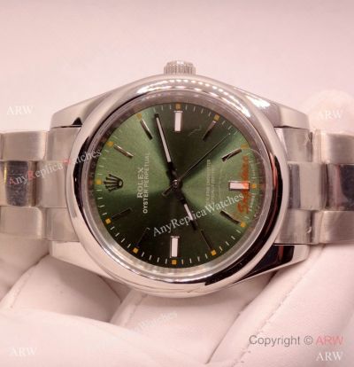 Copy Rolex Oyster Perpetual Olive Green Dial Stainless Steel Watch 39mm for Men